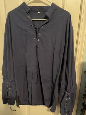 Navy Men’s Linen Drawstring Shirt